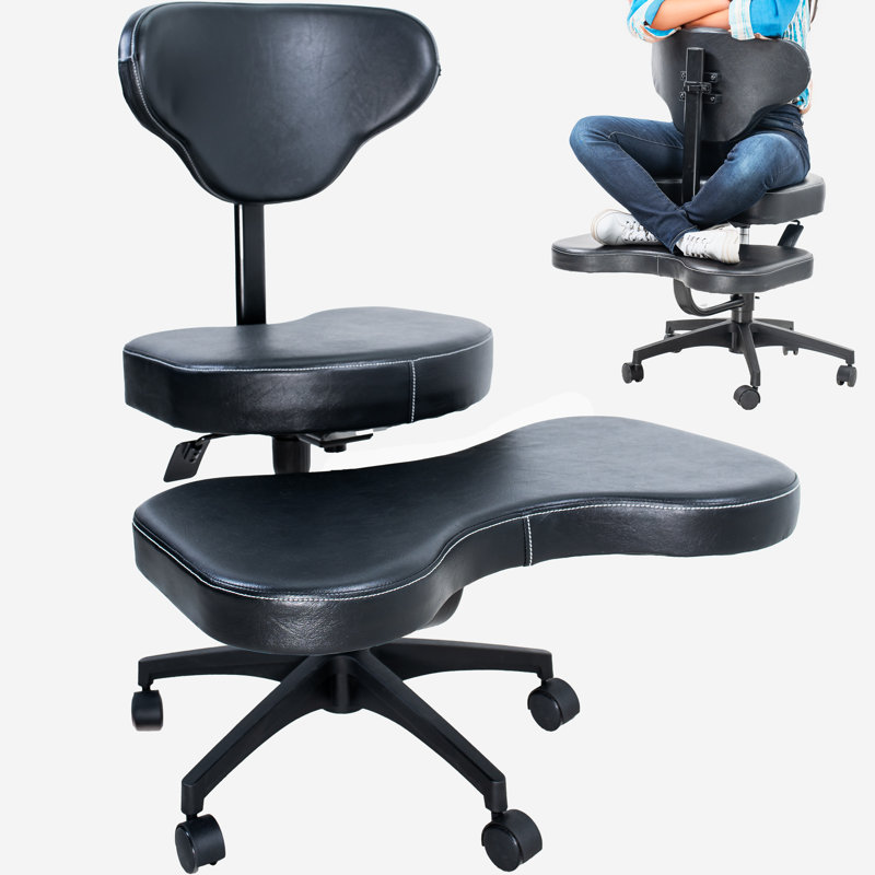VIVO Black Cross Legged Chair with Wheels