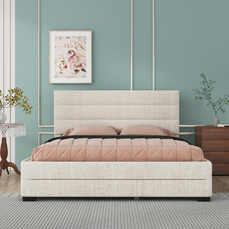 Lit avec rangement Zackerias, Beige