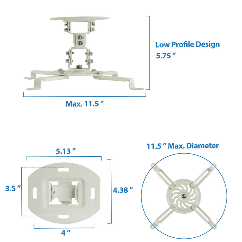 Mount-It! Low Profile Projector Ceiling Mount, 360 Full Motion Rotation with 30 Degree Tilt and Roll