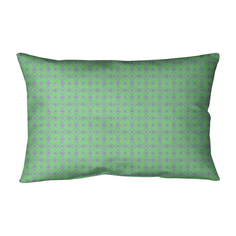Coussin lombaire en coton Katelyn Elizabeth Doily, Pas de bourre, Vert / mauve / mauve