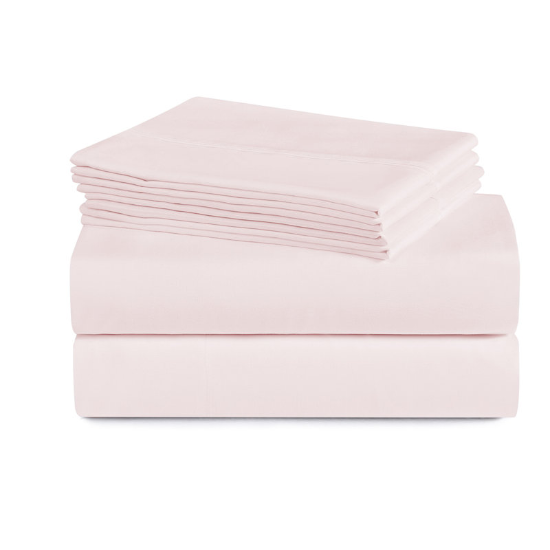 Luxurious Soft Microfiber Sheet Set with Bonus Pillowcases, Pale Pink, Full Sheet Set with 4 Pillowcases