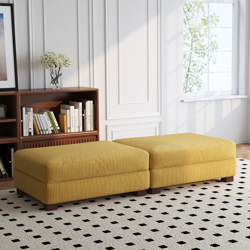 Vontavious 222Cm Wide Rectangle Standard Ottoman, Orange