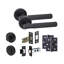Linear T-Bar Bathroom Door Handle Set in Matt Black with Thumbturn and Dead Bolt, Ball Bearing Hinges