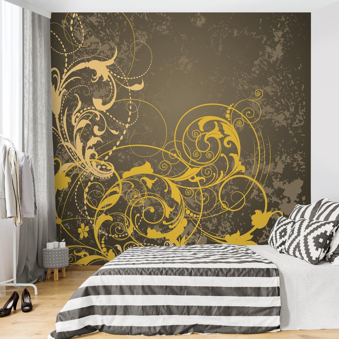 Strukturierte Tapete Curlicue in Gold 3,36 m x 336 cm