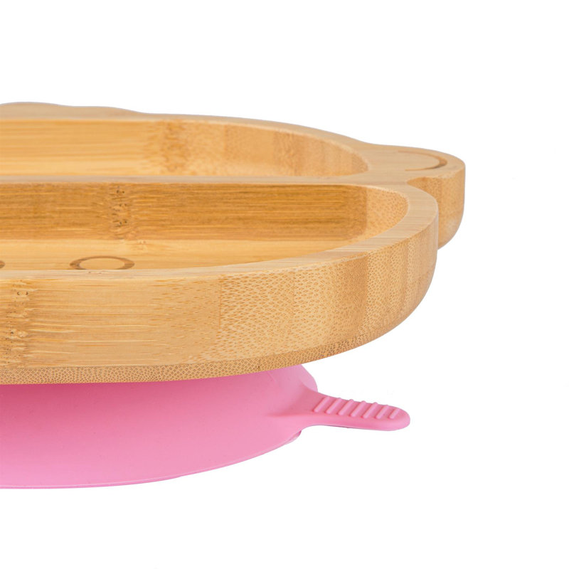 Tiny Dining - Children's Bamboo Suction Monkey Plate, Pink