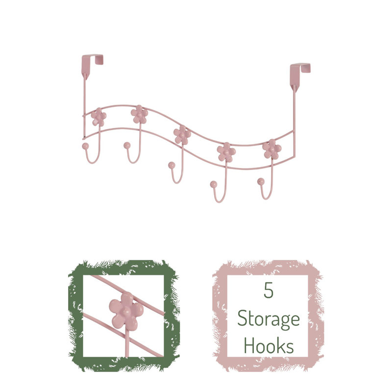Flowers Over Door Storage Hooks, Pink