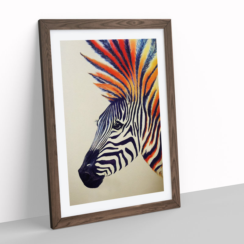 Punk Zebra - Framed Print, 46cm H x 34cm W, Walnut