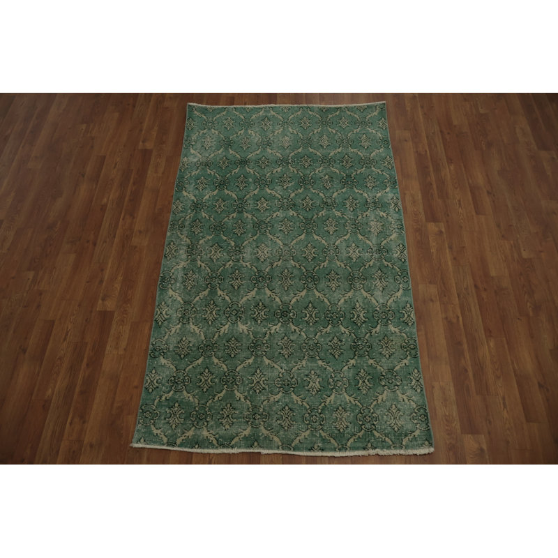 Tapis bleu sarcelle délavé au design élégant et intemporel 4 x 6