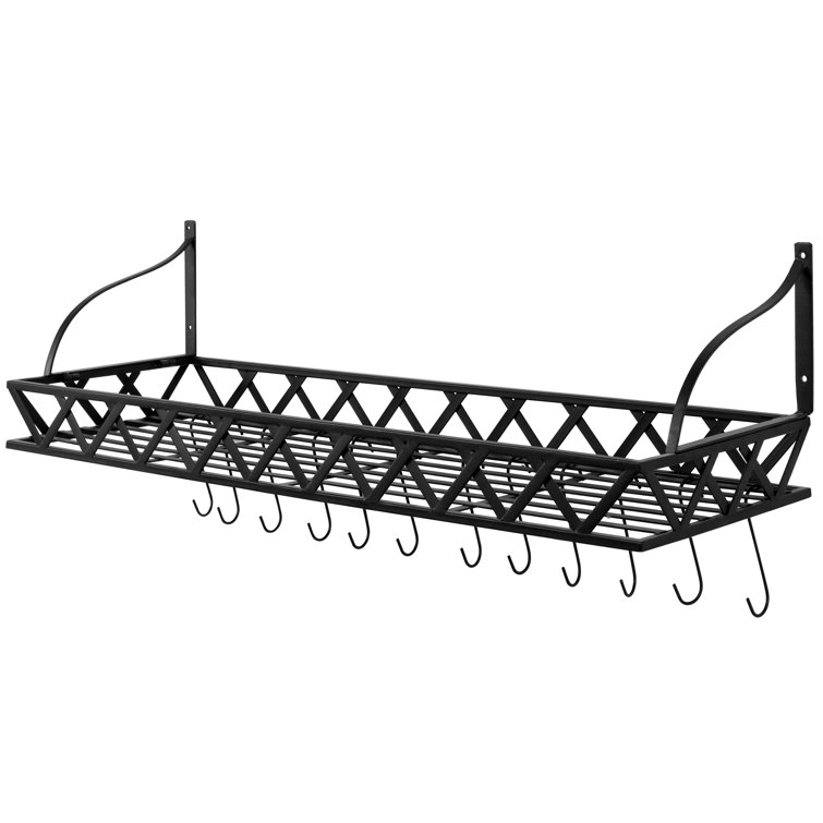 Red Barrel Studio Ceiling Mounted Wooden Pot Rack