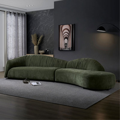 Canapé confortable avec méridienne 145,67 po Mid-Century avec méridienne faisant face à la droite pour le salon, la chambre à coucher, l’appartement, le bureau à domicile GREEN