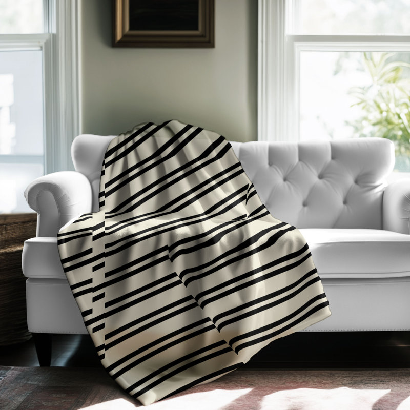 Rayures neutres - couverture Sherpa 1 pièce de qualité supérieure 0125, L 50 po x L 60 po