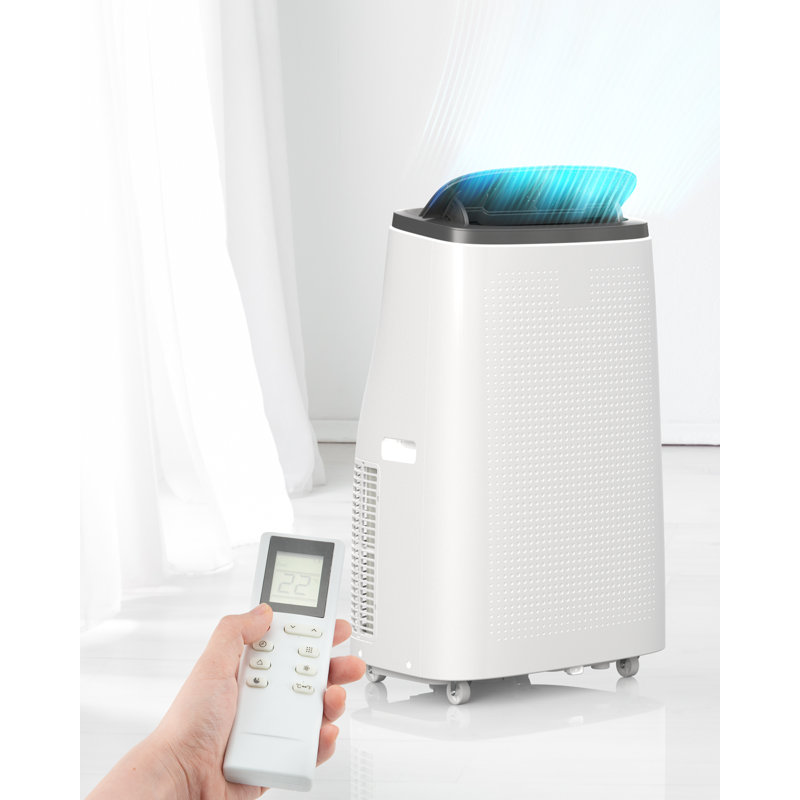 Climatiseur portatif 14 000 BTU avec télécommande, unité CA silencieuse à 700 pieds carrés, couvercle gris avec minuterie 24 heures