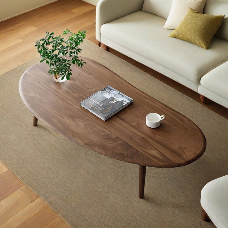 Modern Minimalist Walnut Coffee Table, 17.71" H x 51.18" L x 25.59" W
