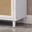 Meuble-lavabo 60 po avec lavabo SMC, armoire moderne avec tiroirs à fermeture en douceur et portes en rotin, 5 pieds en pin et boutons argentés-478189474