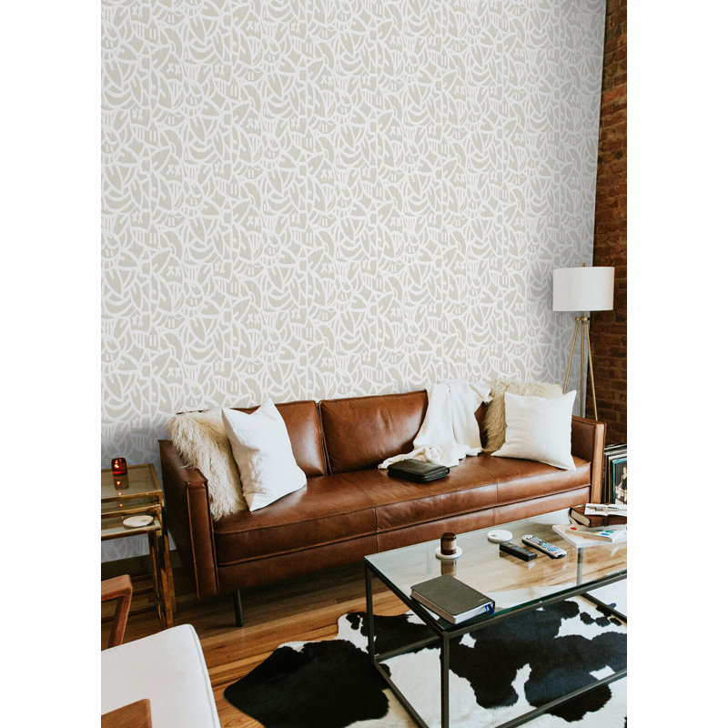 Papier peint crème avec arrangements audacieux, Blanc cassé