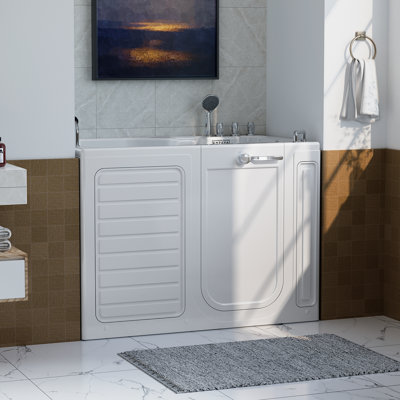 54 in. x 30 in. Right Drain Walk in Whirlpool Bath, Air/Water Jets Combination Massage Bathtub, in White