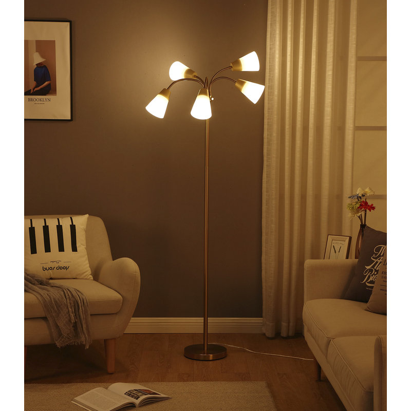 Medusa Brass 78" LED Floor Lamp with Adjustable Multi-Head
