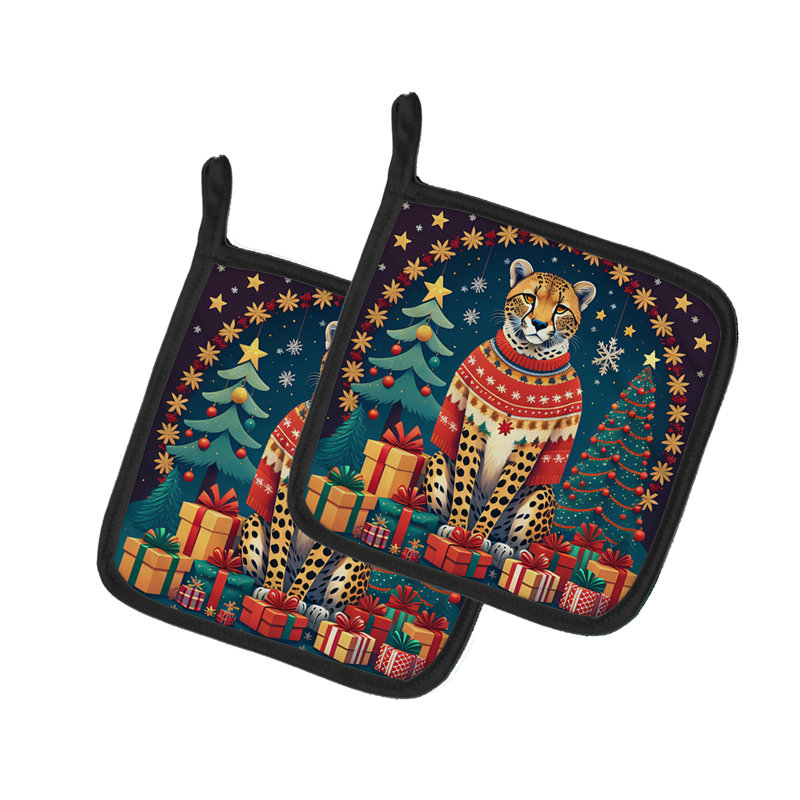 Paire de porte-pots de Noël guépard