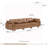 Solena 126.8" W 3-Piece Genuine Leather Modular Sofa With Solid Wood Base