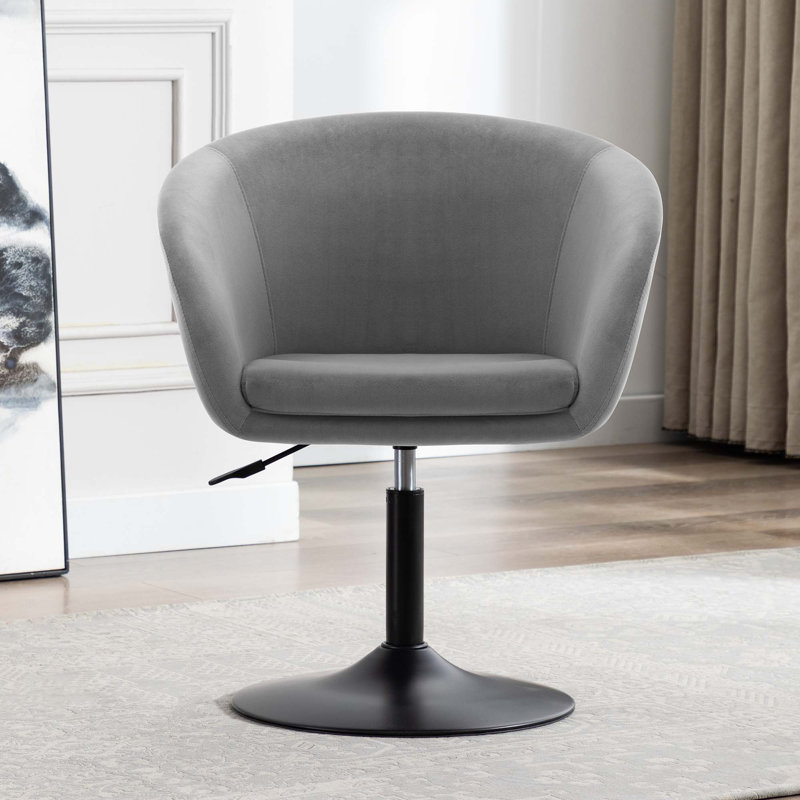 Velvet Swivel Barrel Chair, Grey