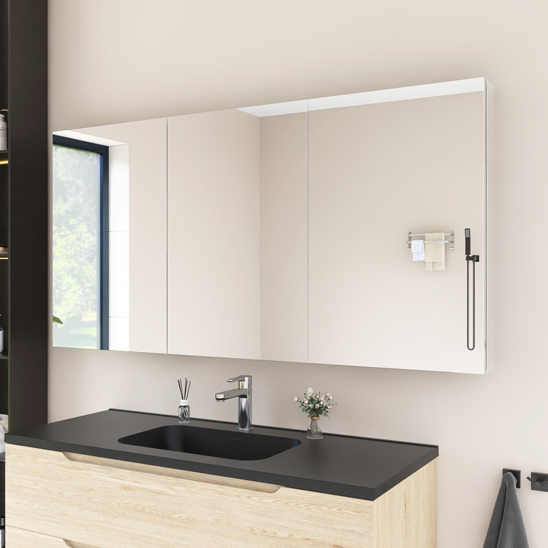 Rectangular Medicine Cabinet With Mirror, 30" H x 60" W x 4.81" D