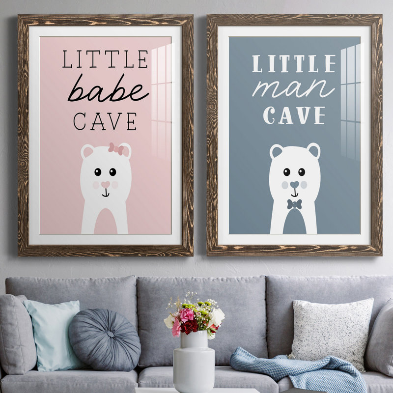 «Little Babe Cave», ensemble de 2 impressions, H 31,5 po x l 47 po x P 1,5 po, Blanc, Papier, cadre noyer