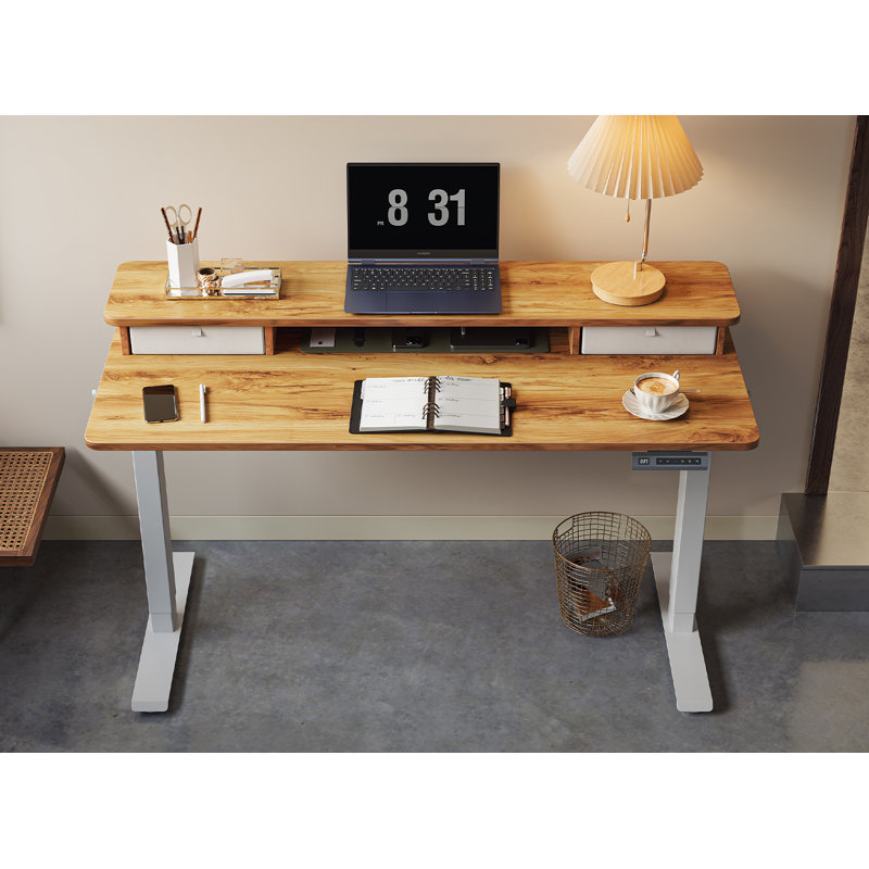 Height Adjustable Standing Desk, Black/Black, 47.24" H x 60" W x 23.63" D