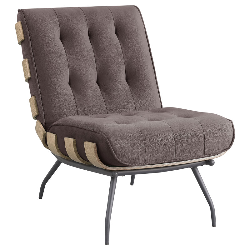 Josepa 23.50'' Wide Tufted Lounge Chair, Dark Brown Velet