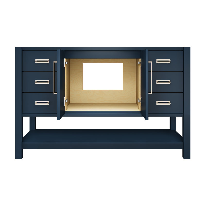 Kiawah Single Extra Wide Bath Vanity, Hague Blue, Satin Nickel, 54"