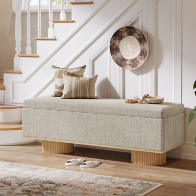 Banc de rangement rembourré 50,39 po avec siège rembourré et charnière de sécurité