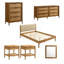Ensemble de chambre à coucher 6 pièces en bois d'hévéa avec commode, miroir, table de chevet et commode Vichy
