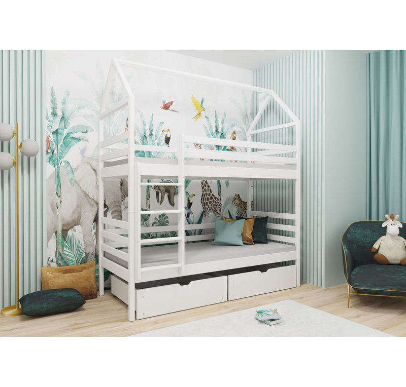 Gertie Bunk Bed House Beds with Storage Included, White