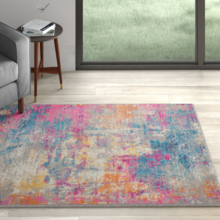 Abbate Abstract Pink/Blue/Orange/Ivory Area Rug
