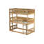 Lit simple superposé en bois d'hévéa simple avec deux échelles intégrées, garde-corps, lits superposés en bois 3-en-1, convertible en 3 lits séparés, simple au-dessus de simple au-dessus de simple-1429396657