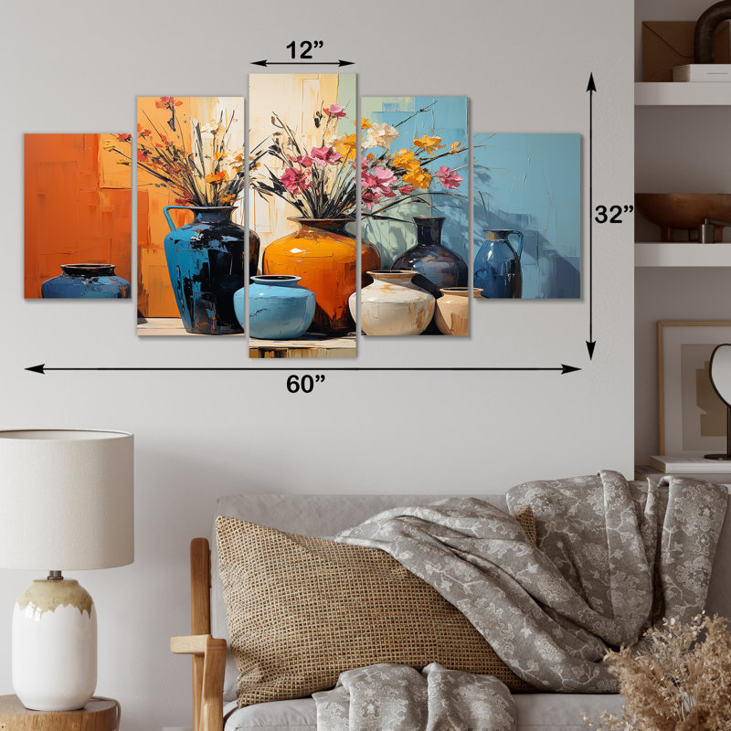  «Blue Italian Pottery Expressions - Boho Pottery Multipanel Wall Art Decor
