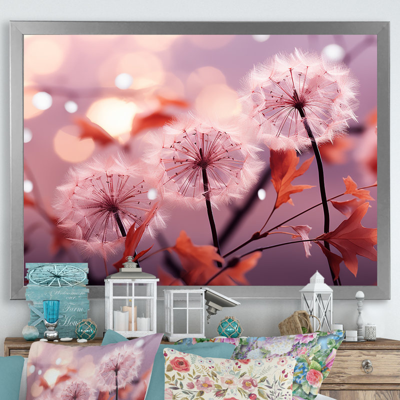 «Delicate Calm Dandelion Serenity I - Autre plante et fleurs», art mural, Cadre de coin argenté fermé