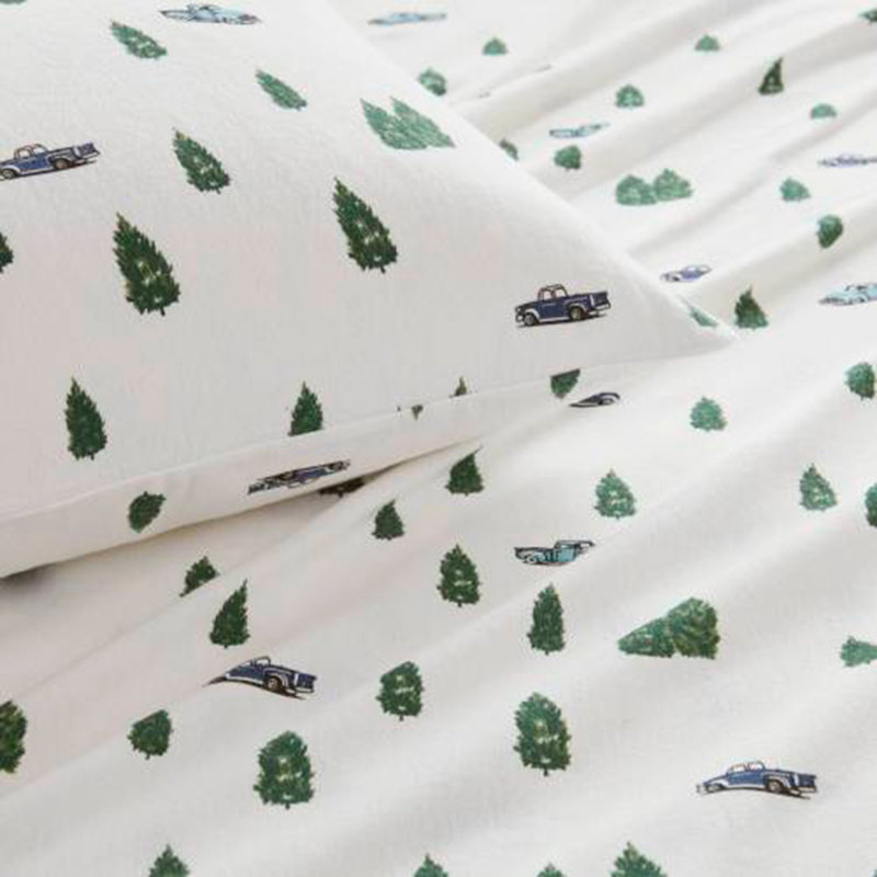 4-Piece Trees & Trucks Bed Sheet Collection, CalKing Coverlet / Bedspread + 3 Additional Pieces