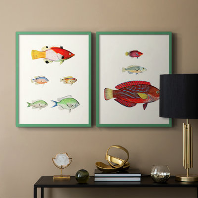 «Colorful Tropical Fish I», reproduction encadrée de qualité supérieure - prête à être accrochée - aucun clou requis - aucun clou requis