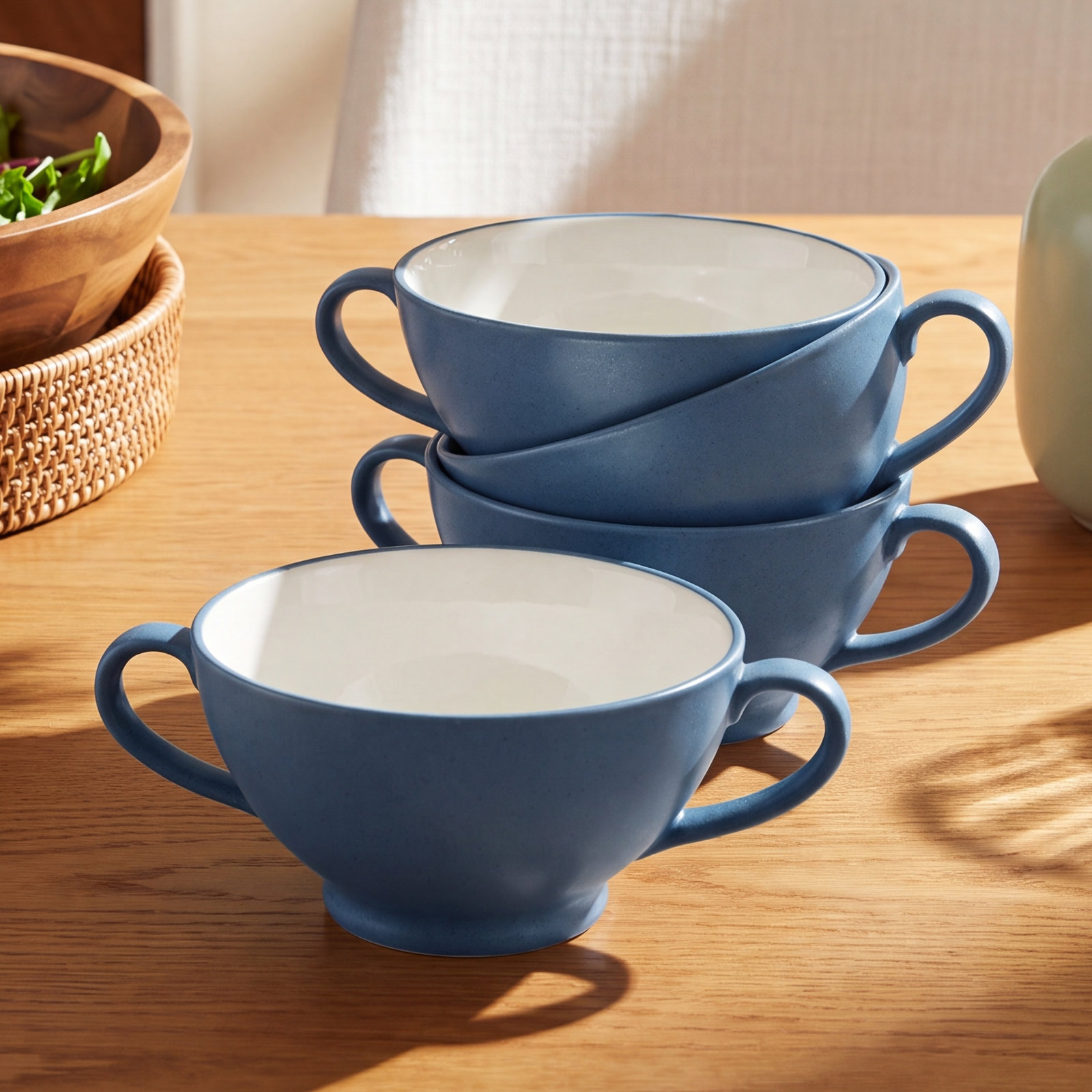 Noritake Colorwave Handled Bowls, 5-1/2", 18 Oz., Blue