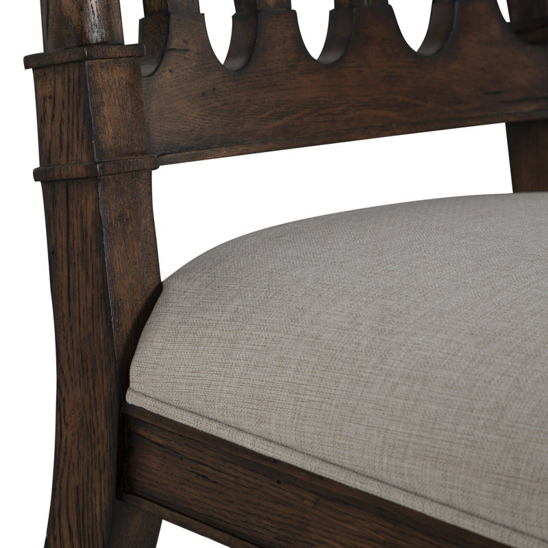Mathis Wood Sculpted Back Dining Side ChaiRr, Rustic Antique Oak