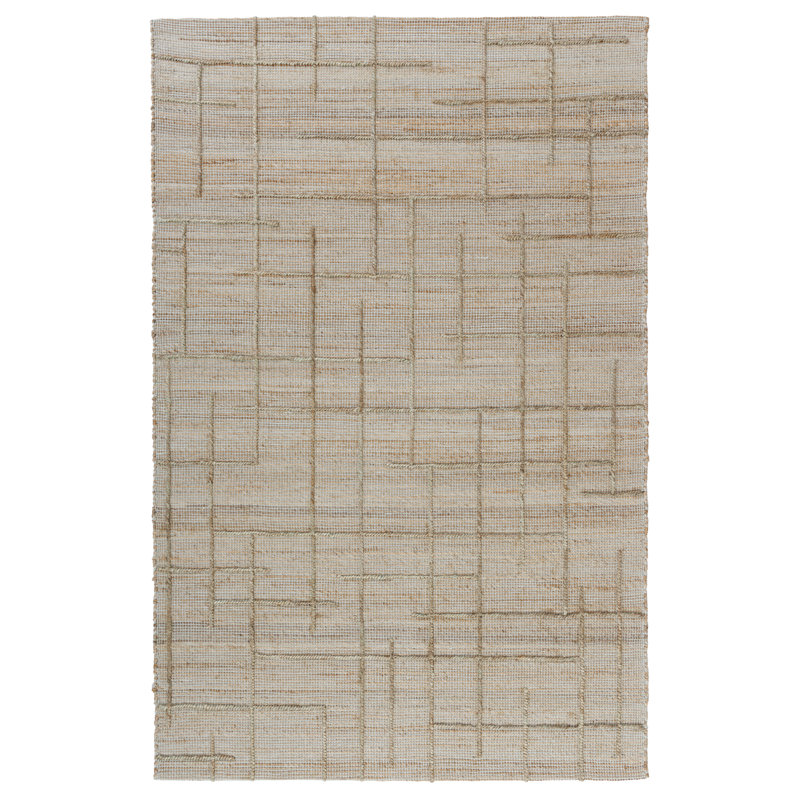 Tapis rayé en jute tissé à la main Contemporary, Rectangle 9 pi x 12 pi