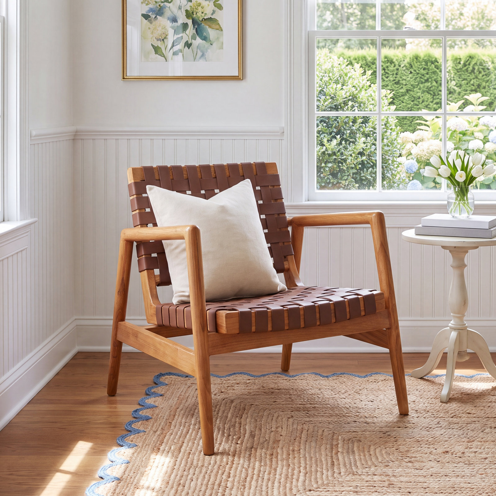 Warbler Cedar Genuine Leather Side Chair, Brown