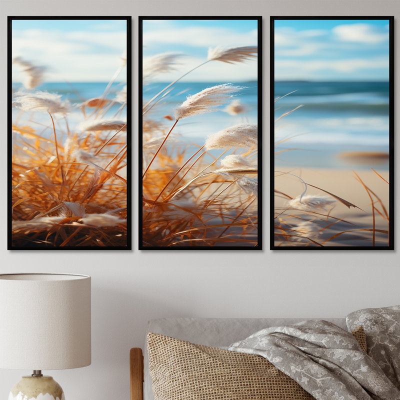 Salamone - ensemble de reproduction d'art mural plage, Cadre flottant noir, H 40 po x l 60 po x P 1 po