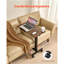 Table au-dessus du lit, table de chevet mobile avec bureau rabattable et 4 roulettes, bureau à roulettes réglable en hauteur et à angle avec porte-gobelet, bureau au-dessus du lit portable pour la maison, le bureau, le bureau, le bois et le noir