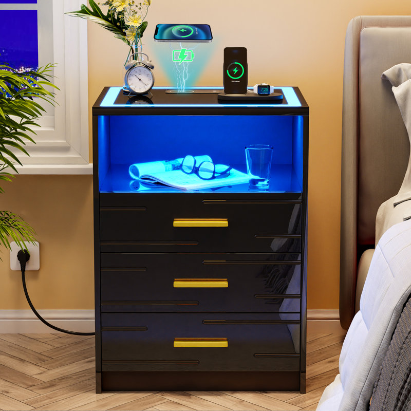 46cm W Bedside Table, Black