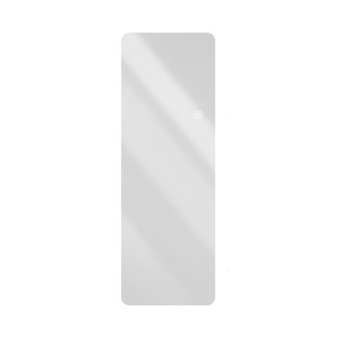 65x21 Inch Full Length Wall Mirror with Integrated LED Lights, Borderless Rounded Corner Glass Dressing Mirror, Silver Frame