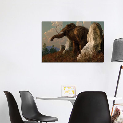 A Mammoth Standing Among Stones On A Hillside by Daniel Eskridge - Wrapped Canvas Painting