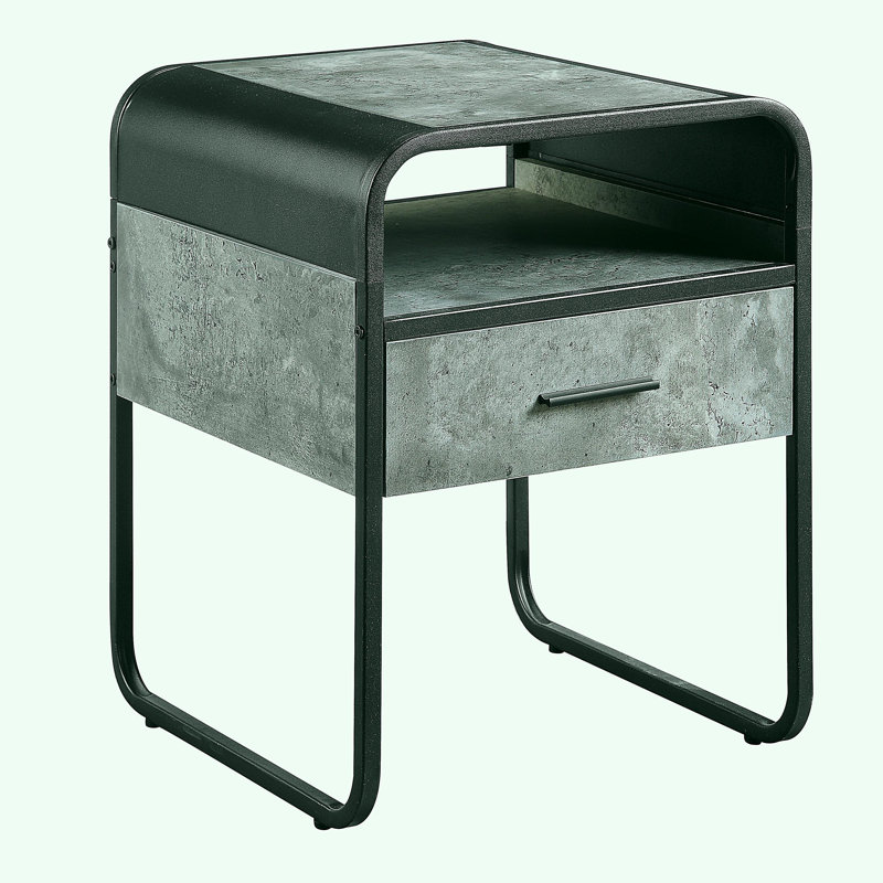 Table à tiroirs en béton gris et noir brillant