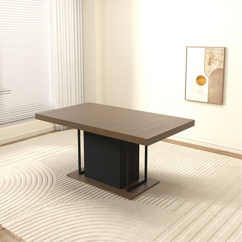 Table de salle à manger rectangulaire extensible pour 6 à 10 personnes, Brun / Noir