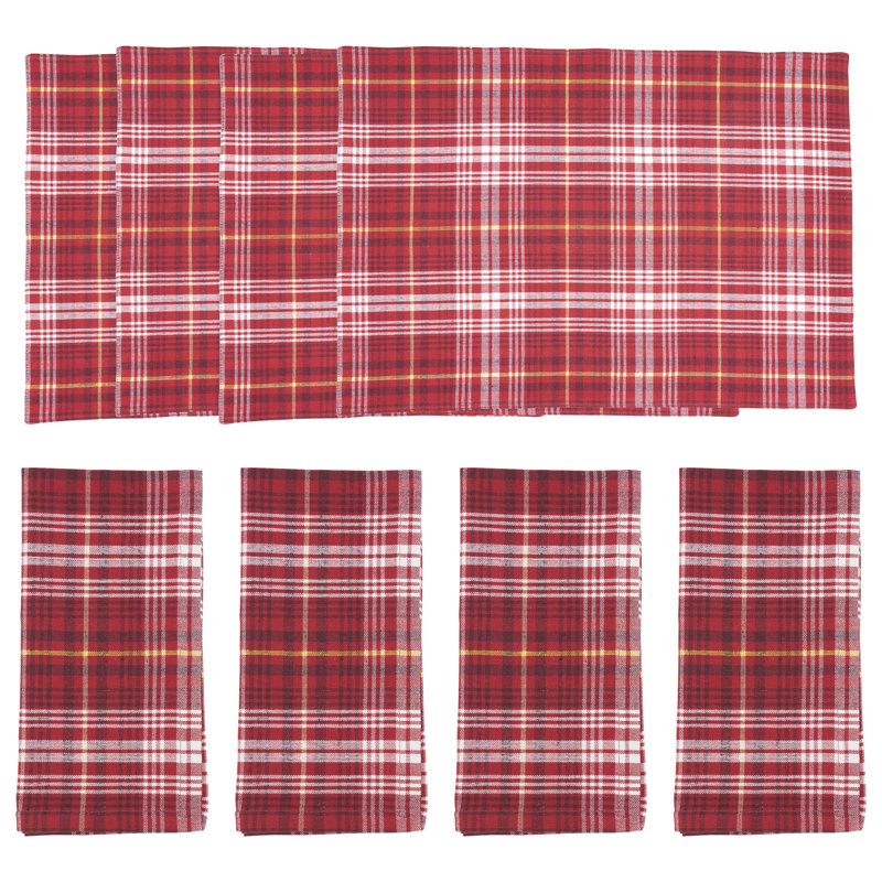 Rustic Recycled Plaid Placemat and Napkin (Set of 8)